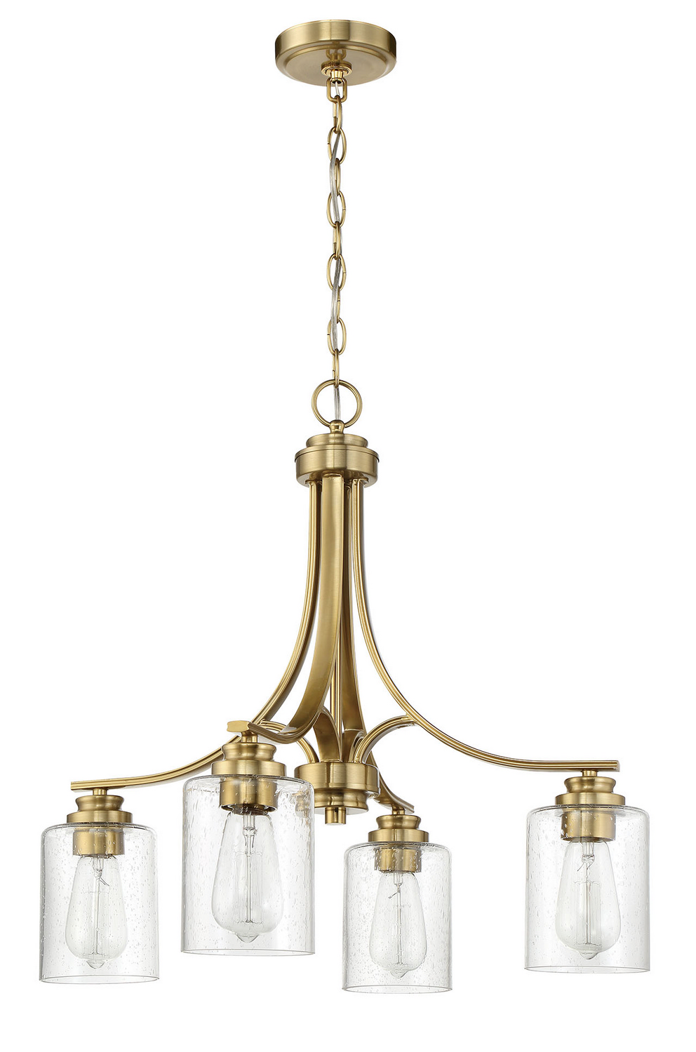 Satin Brass Four Light Chandelier from the Bolden Collection