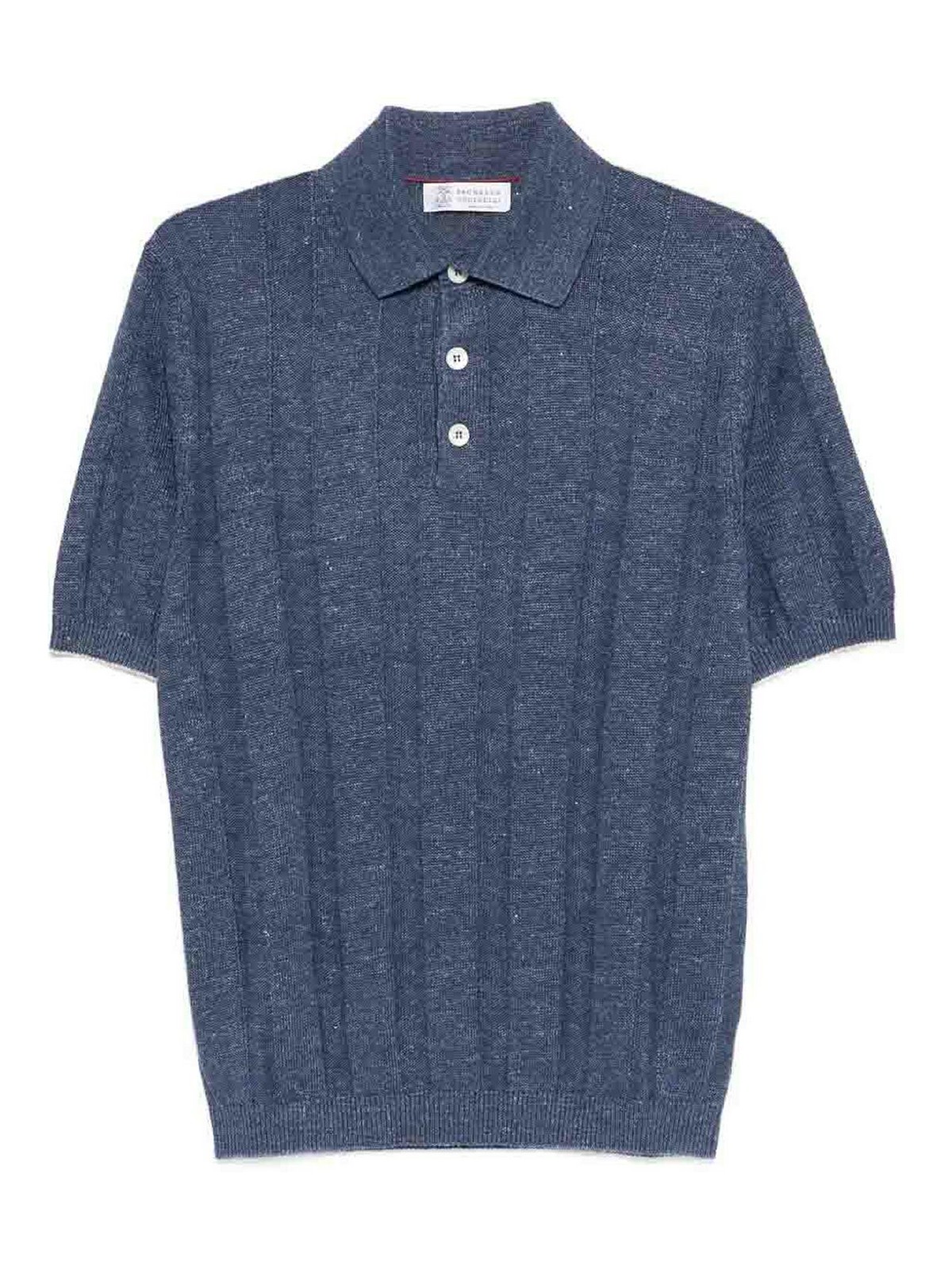 Linen And Cotton Wide Rib Knit Polo