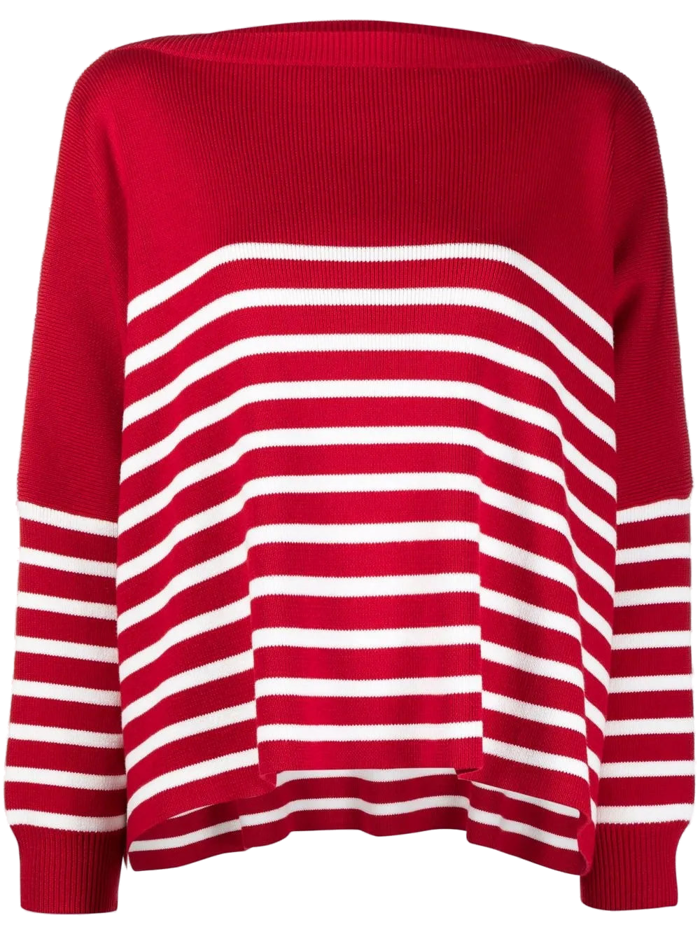 Horizontal-Stripe Knit Sweater — Red