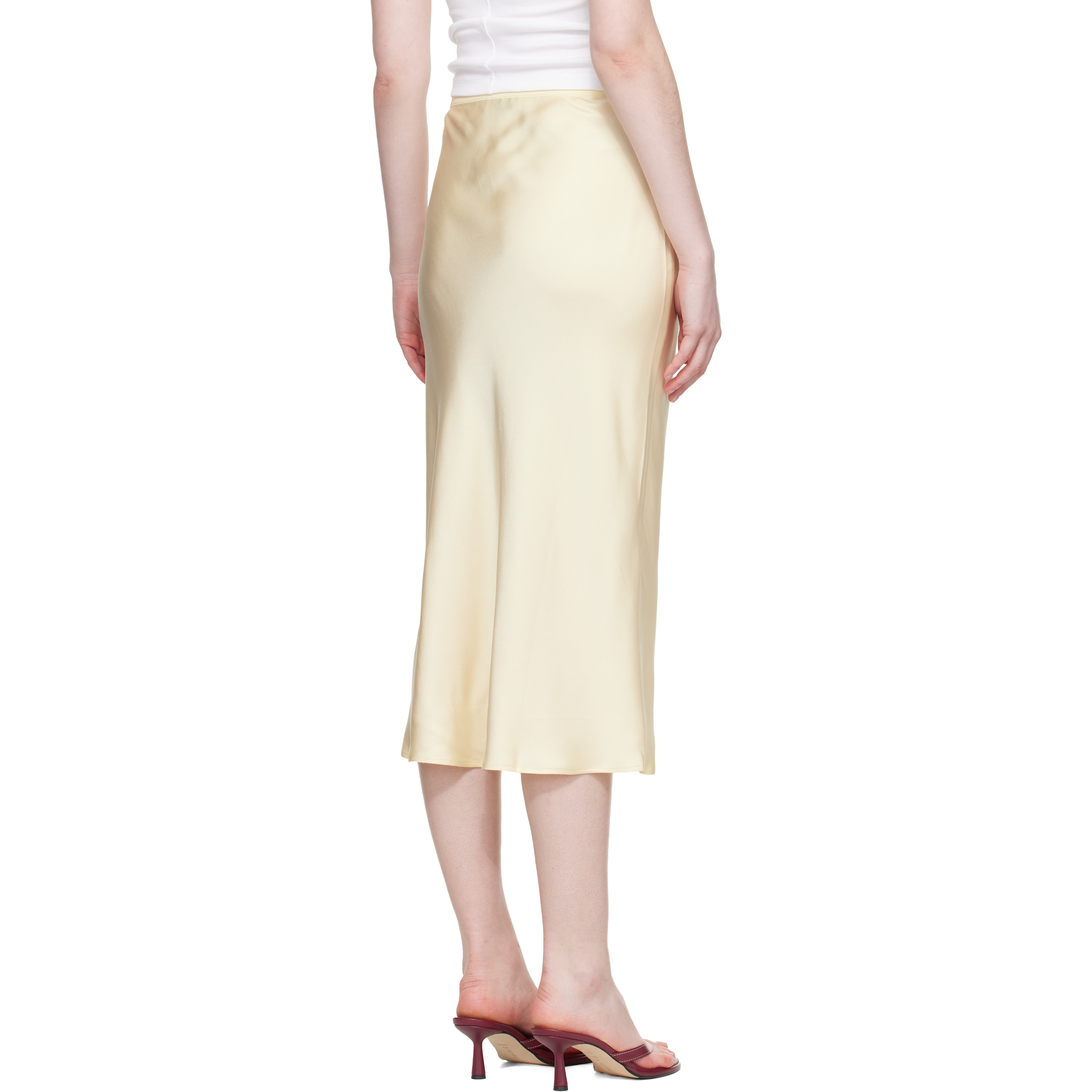 Yellow Bar Silk Midi Skirt