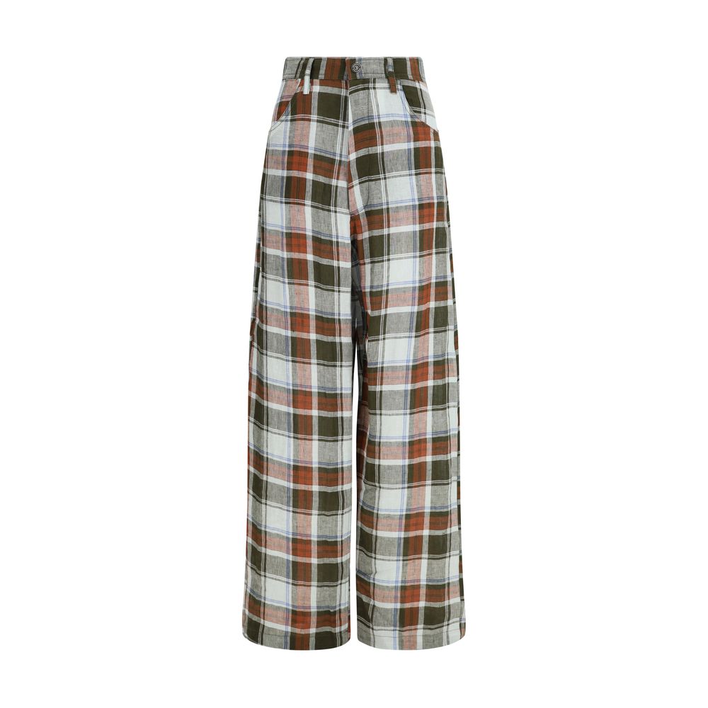 MARBELL Multicolor Linen Casual Women's Pant