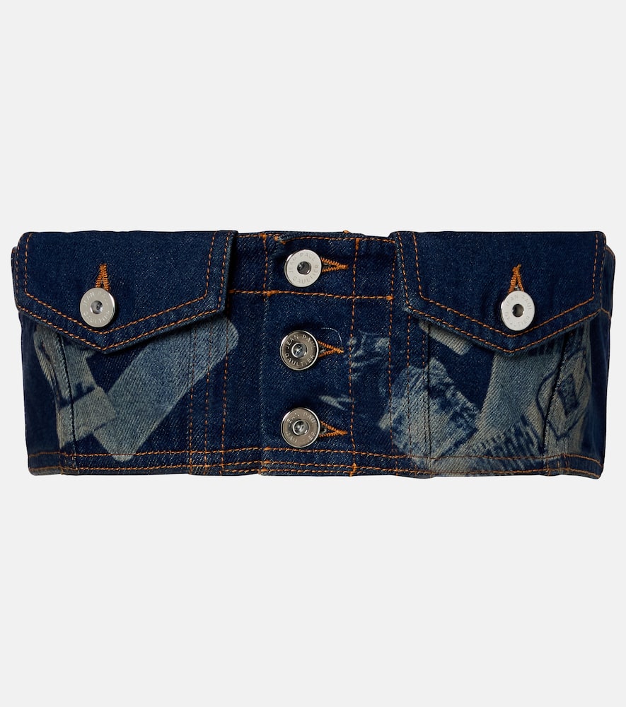 Trompe-l'ail denim bra top