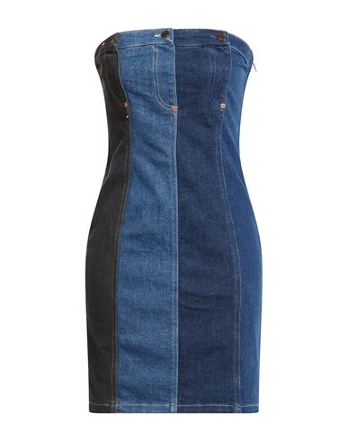 Woman Mini dress Blue Size L Cotton, Elastane