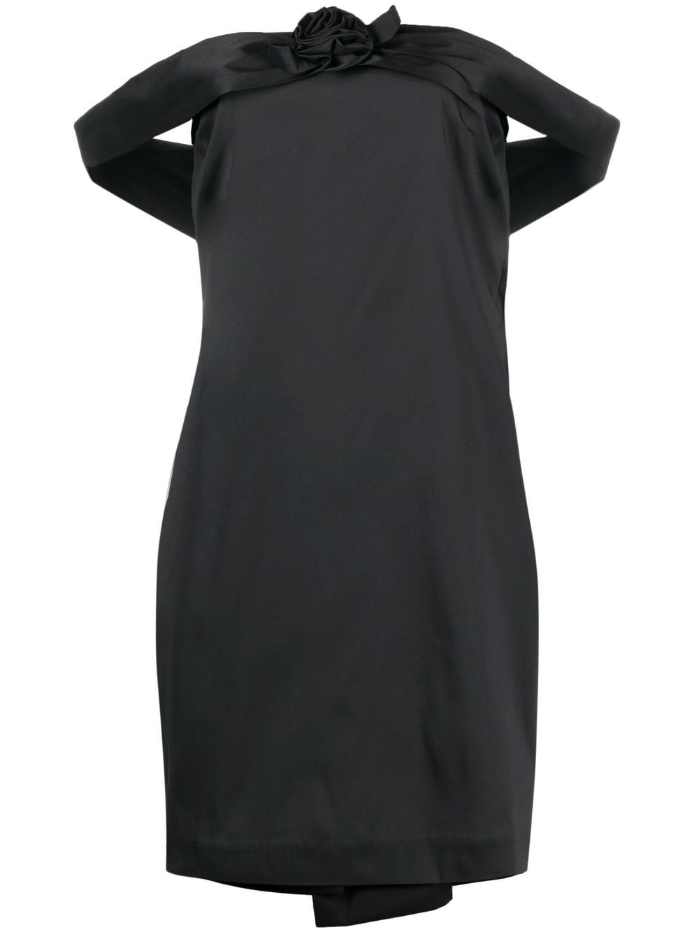 Floral-appliqué off-shoulder dress - Black