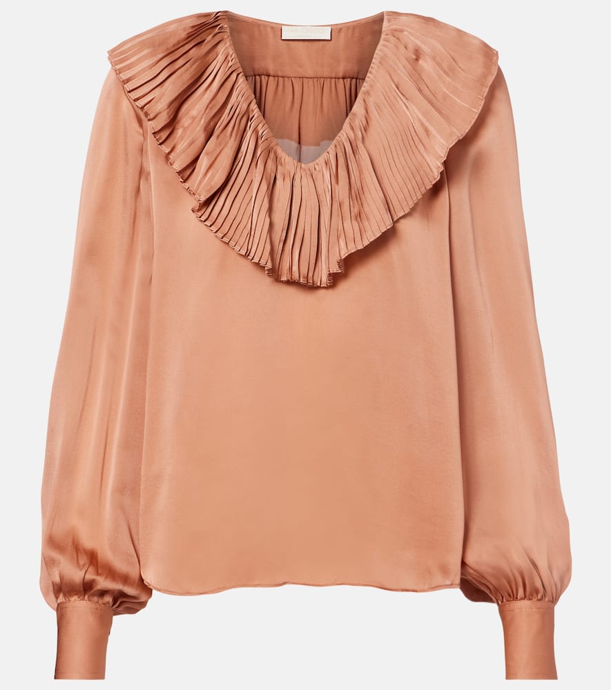 Liese pleated silk satin blouse