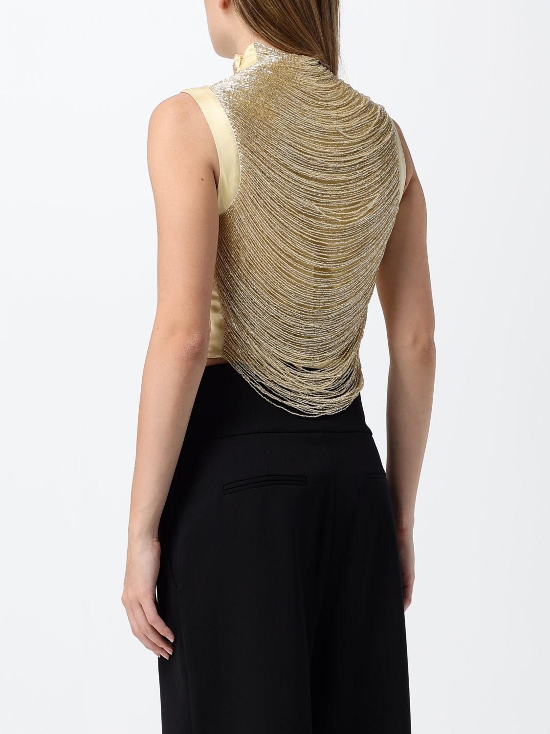 Taraji beaded silk blouse - Gold