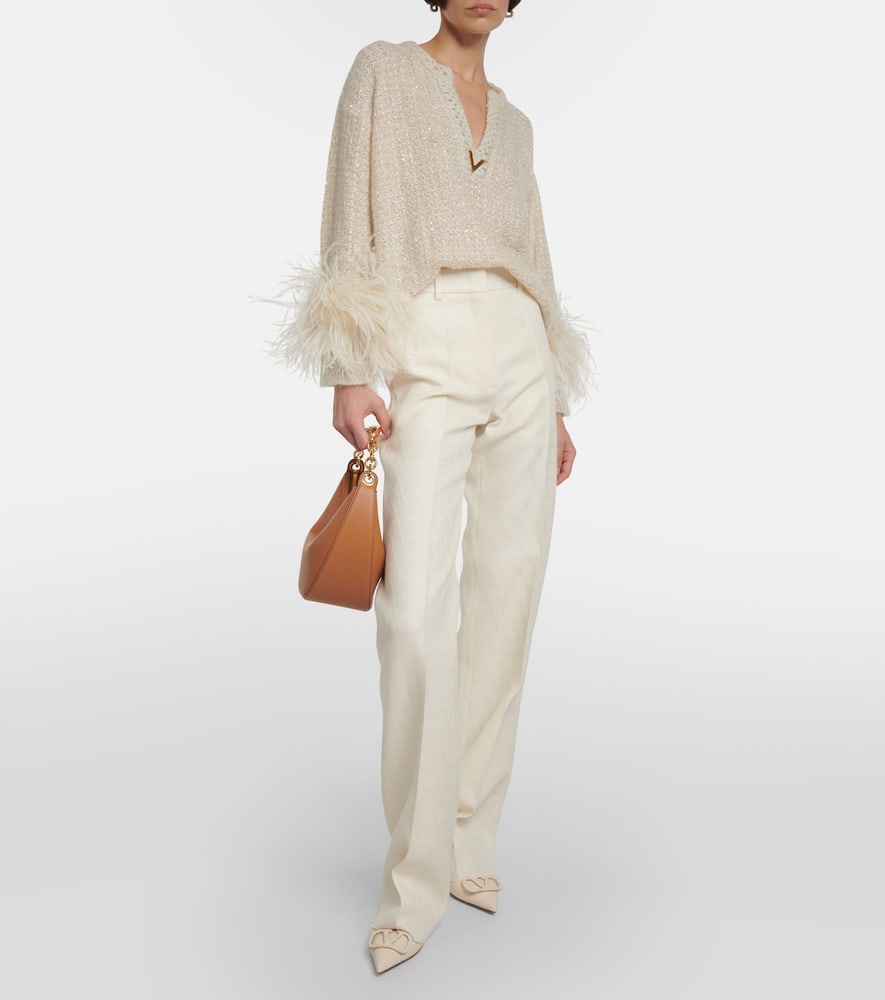 High-rise wool and silk wide-leg pants