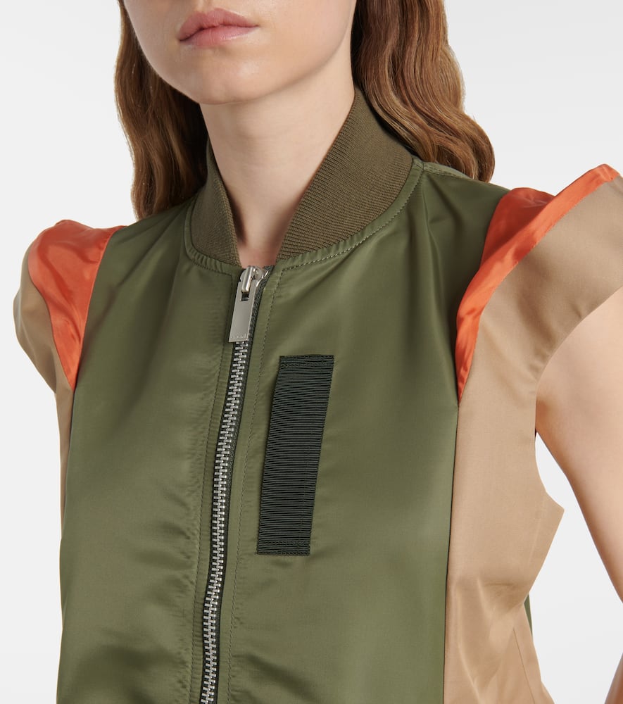Paneled twill and gabardine vest