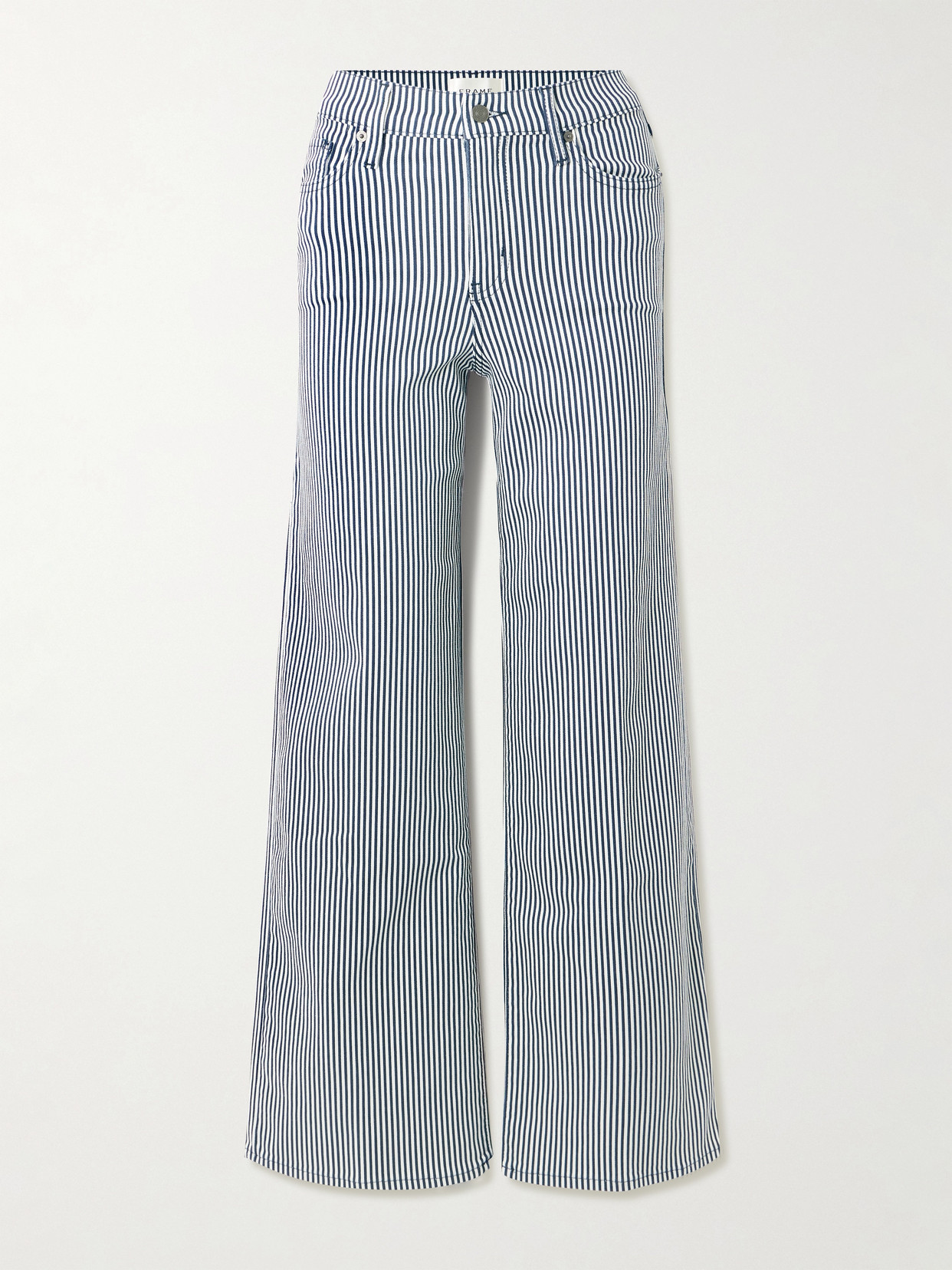 Le Slim Palazzo Striped Mid-rise Straight-leg Jeans - Blue