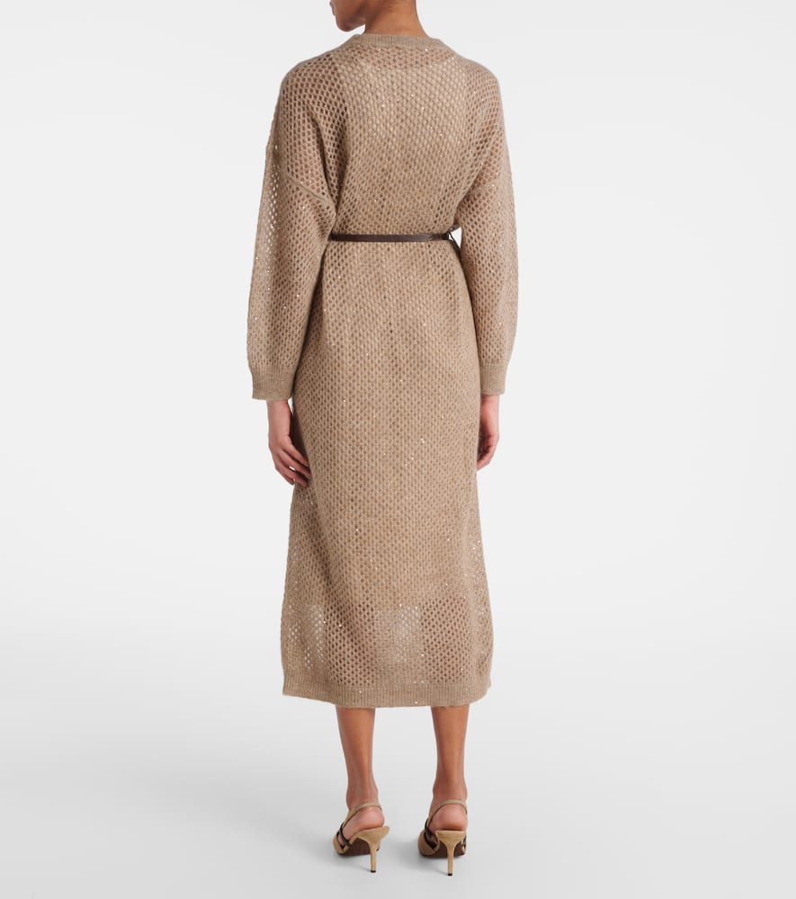 Belted knitted midi dress
