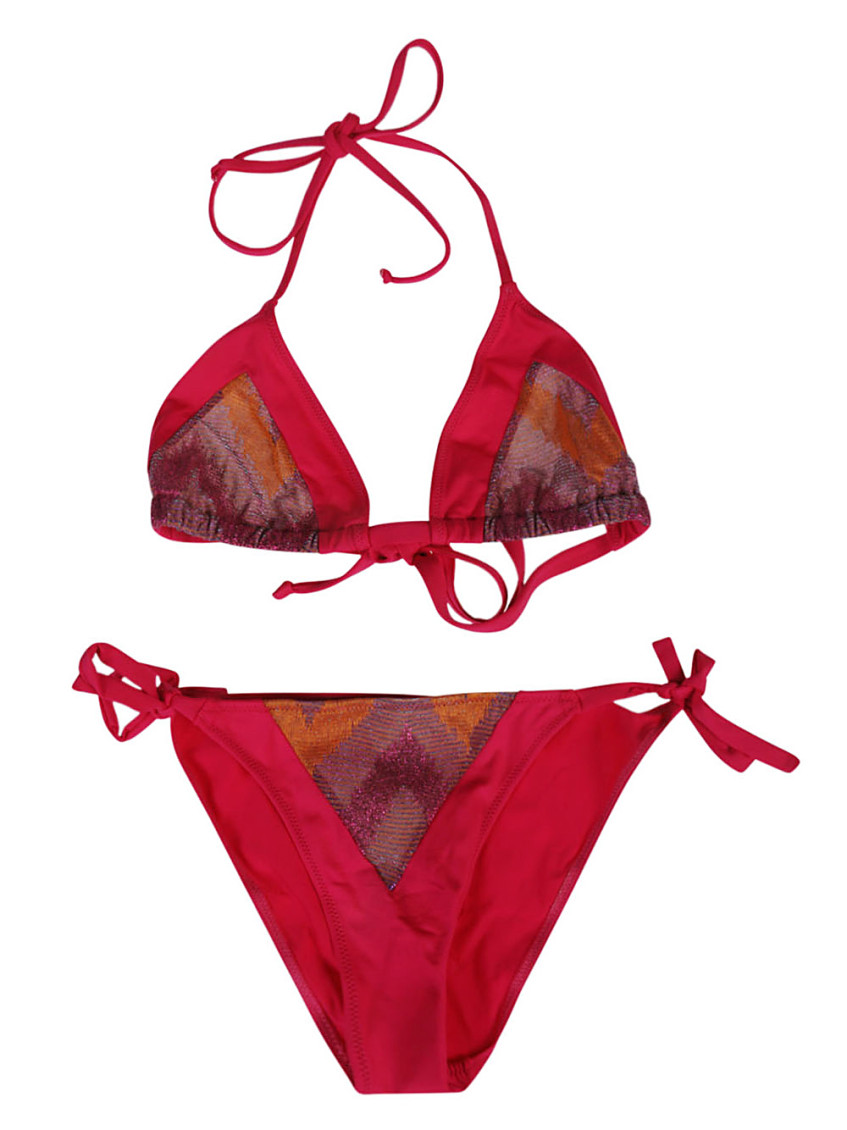 Pink One Printed Triangle Bikini Set