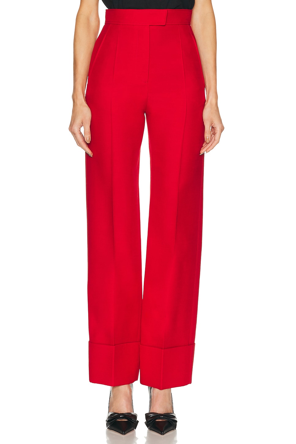 Valentino Crepe Couture Pant in Paris - Red. 38 also