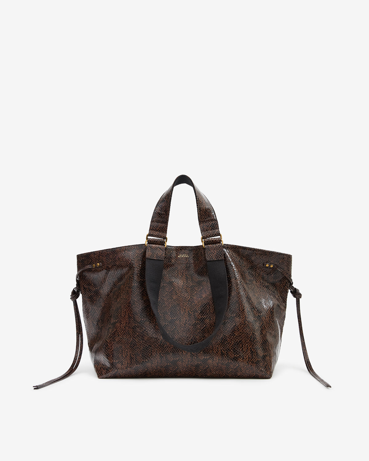 Wardy Leather Bag With Python Effect - Mocha -