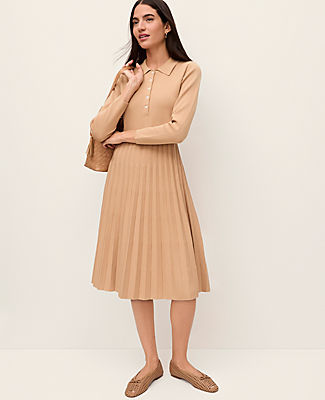 Ann Taylor Pleated Polo Midi Dress