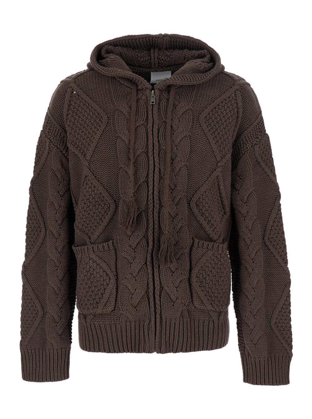 Hooded Wool Cardigan — Brown