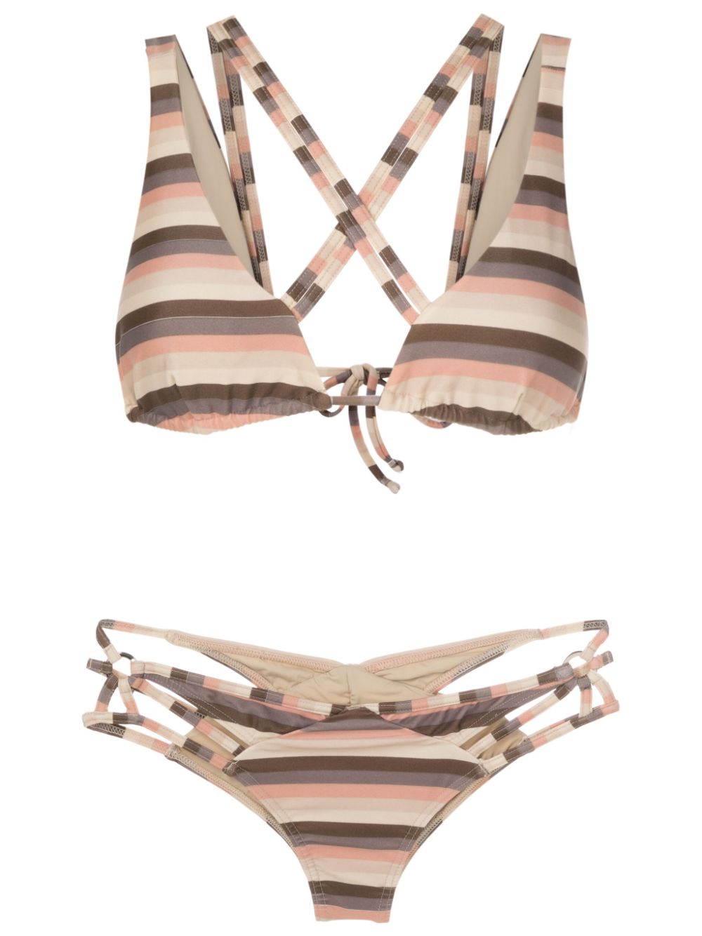 Striped strappy bikini - Neutrals