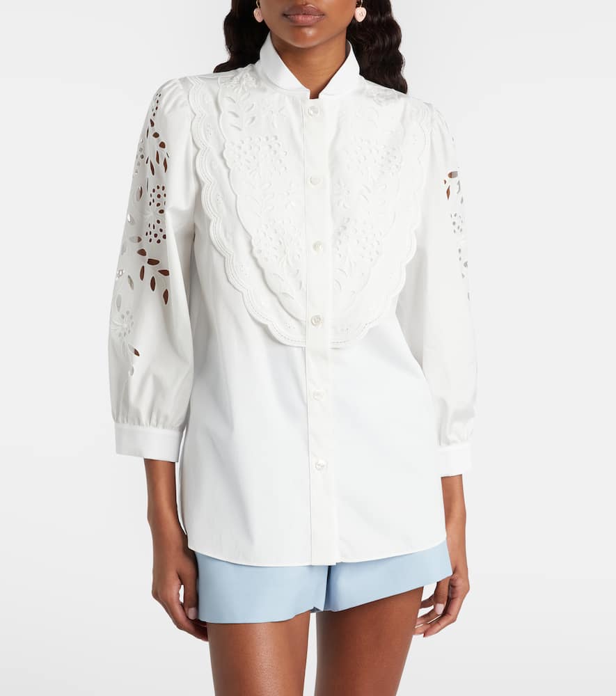 Broderie anglaise cotton poplin blouse