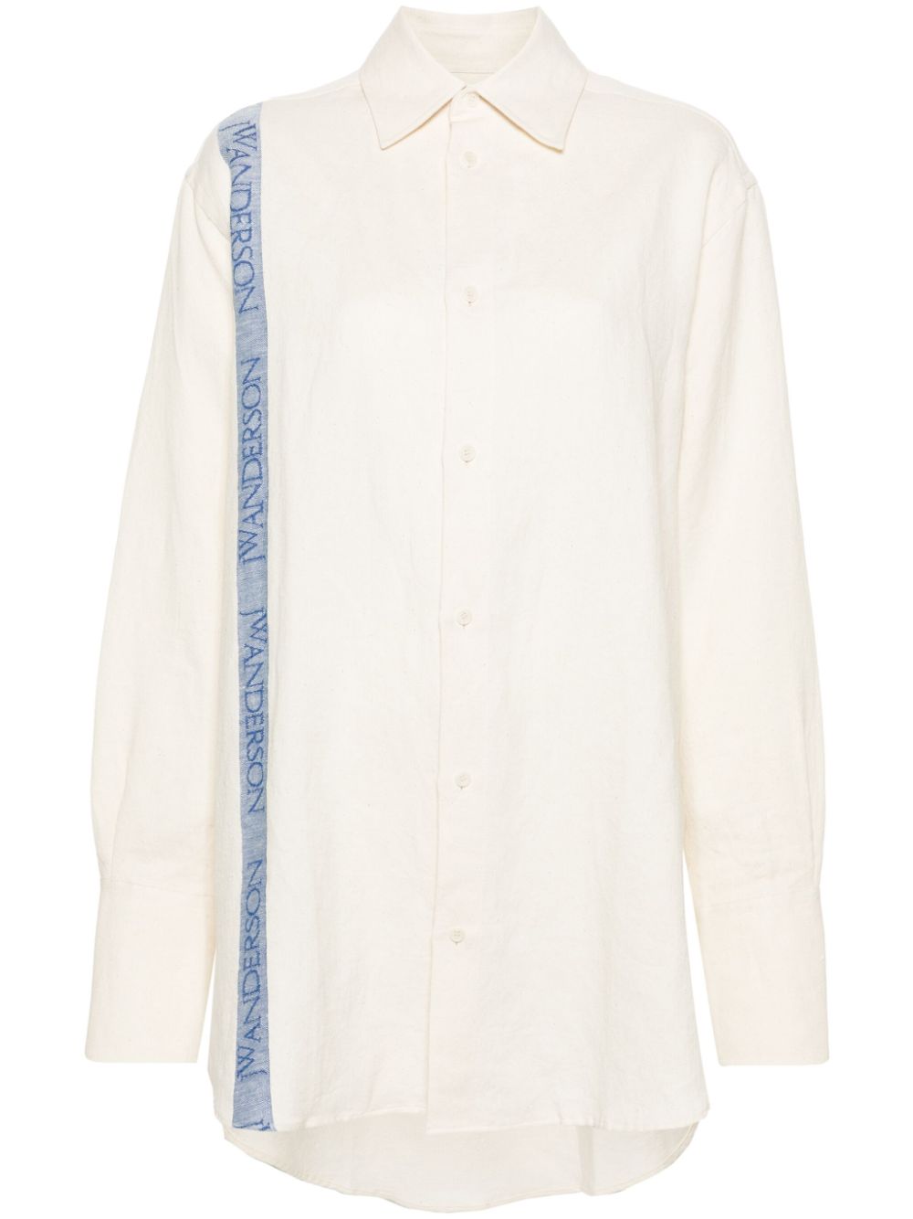 Logo-stripe cotton blend shirt - Neutrals
