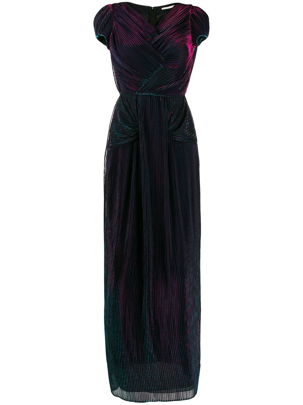 Metallic sheen pleated dress - Blue