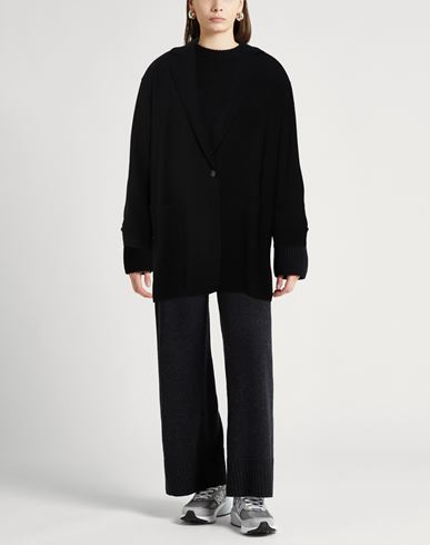 Woman Overcoat & Trench Coat Black Size 4 Virgin Wool, Elastane