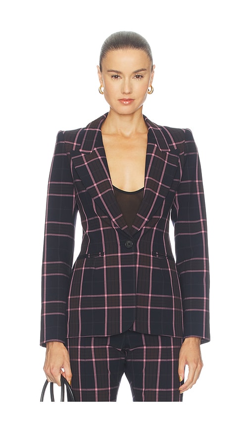 Smythe Hourglass Blazer in Fig Plaid. 10 also , 4