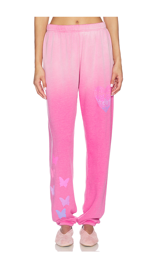 Lauren Moshi Butterfly Heart Sweatpant in Dark Pink Ombre. M also in L, S