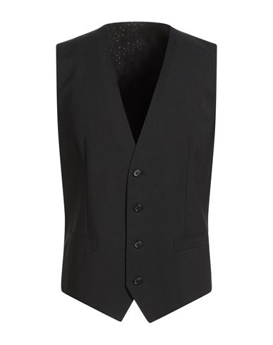 Man Tailored Vest Black Size 34 Virgin Wool, Elastane