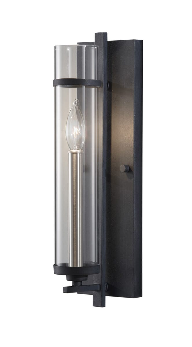 Antique Forged Iron Brushed Steel One Light Wall Sconce from the Ethan Collection