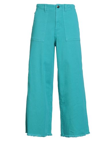Woman Jeans Turquoise Size 25 Cotton, Elastane