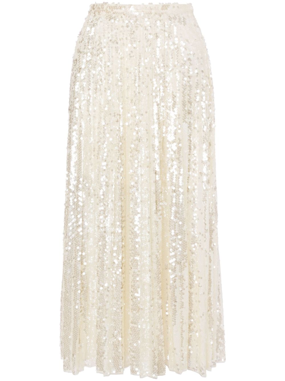 Sequin-embellished midi skirt - White