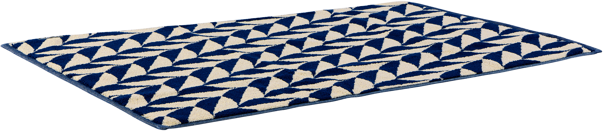 White & Navy Pattern Bathmat