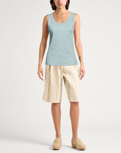 Woman Tank top Sage green Size M Cotton, Elastane
