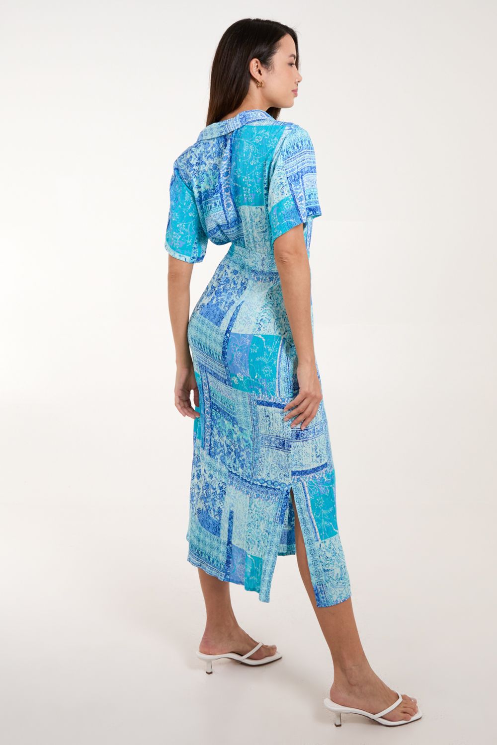 Blue Vanilla Women's Button Through Shirt Dress in Blue