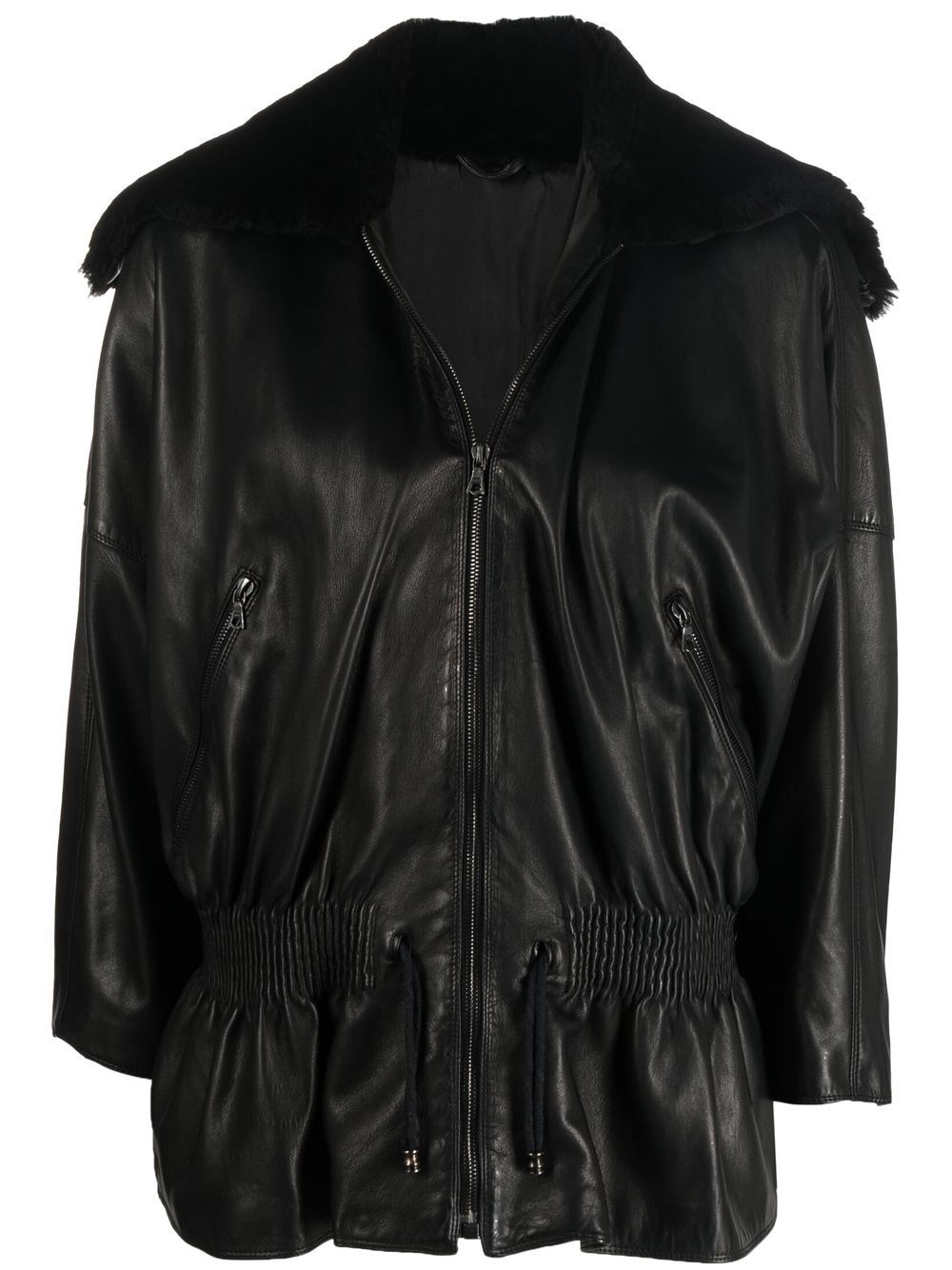 1980s shearling collar jacket - Black
