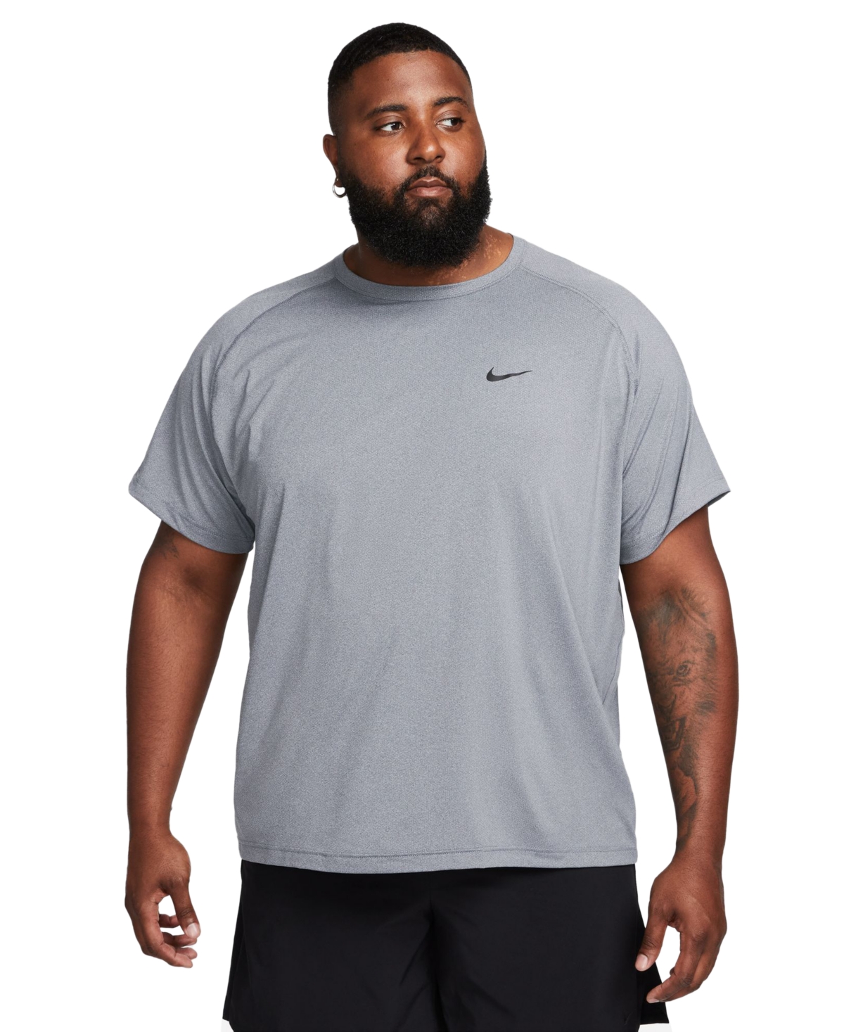 Men's Relaxed-Fit Dri-fit Short-Sleeve Fitness T-Shirt - Black/heather/black