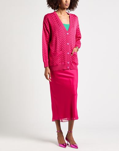 Woman Cardigan Fuchsia Size 4 Cotton, Viscose, Elastane, Polyamide