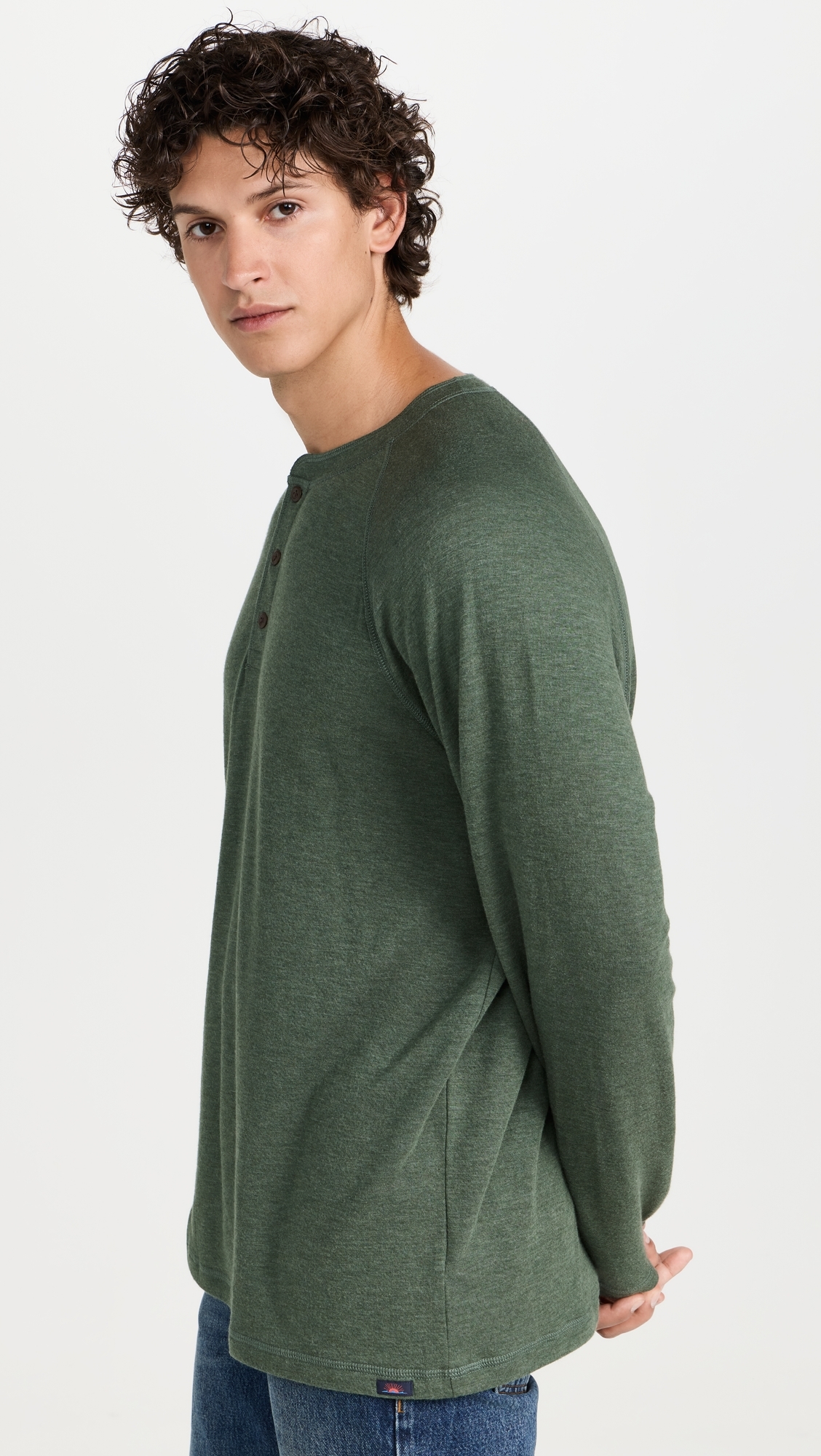 Cloud Long Sleeve Henley Deep Fern Heather 