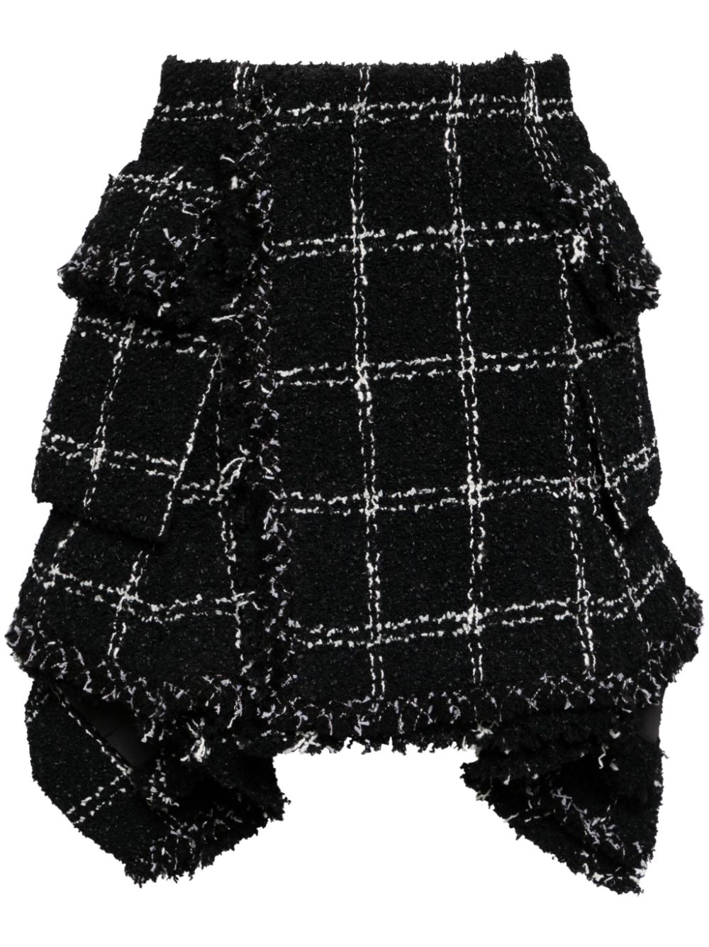 Asymmetric tweed skirt - Black