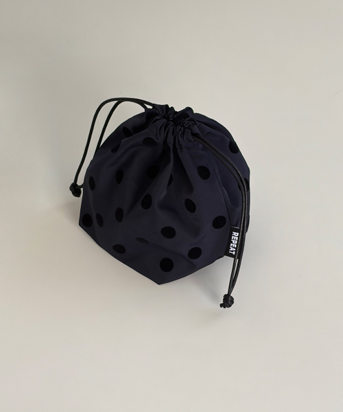 Dot Navy String Pouch