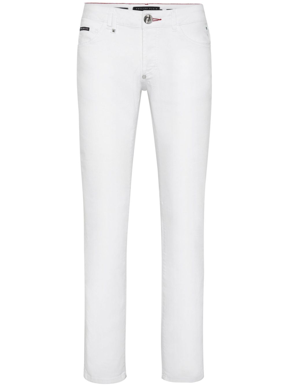 Tiger-appliqué straight-leg jeans - White