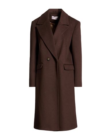 Woman Coat Dark brown Size 12 Polyester, Viscose