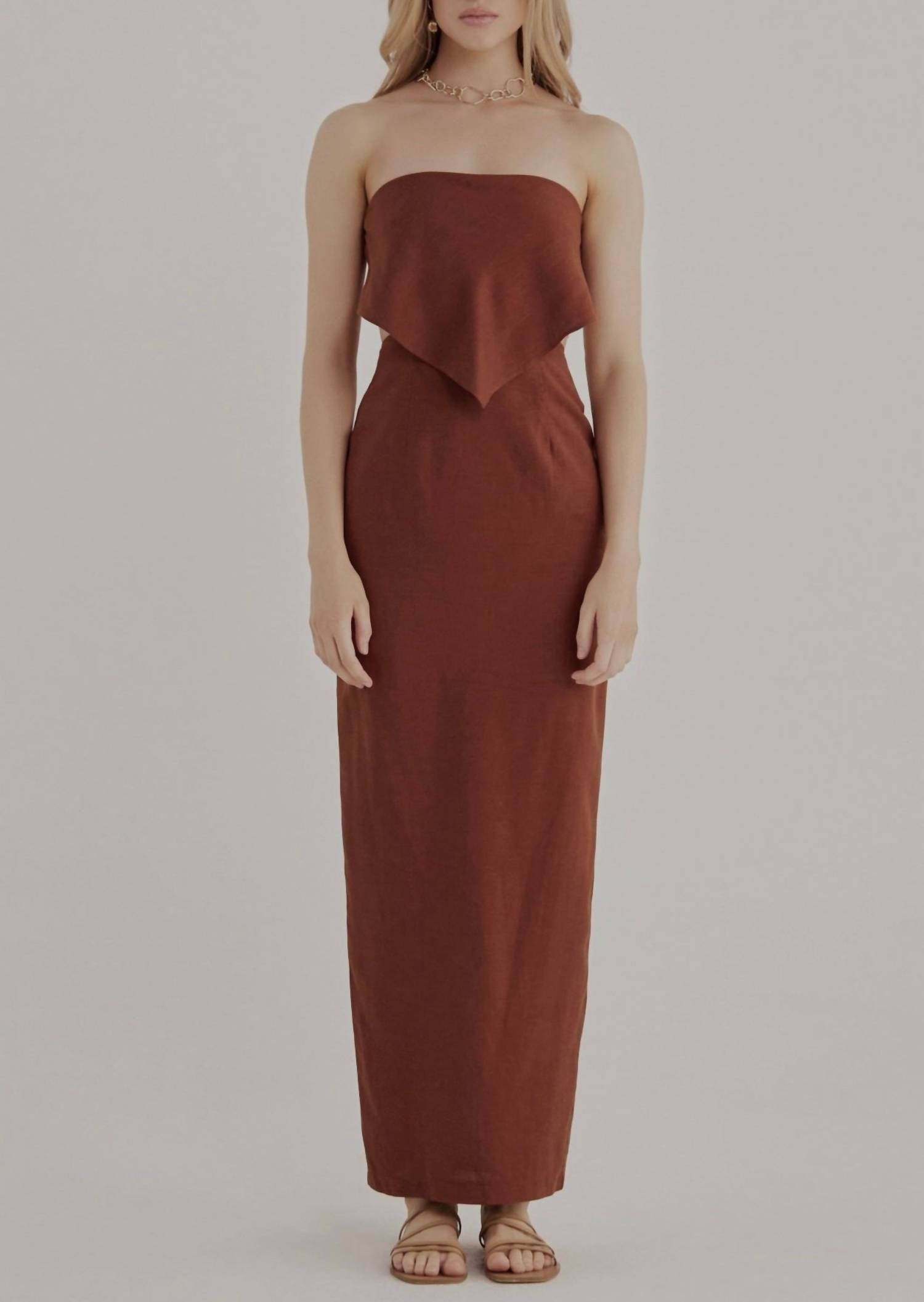 Roam Bandana Maxi Dress In Chocolate