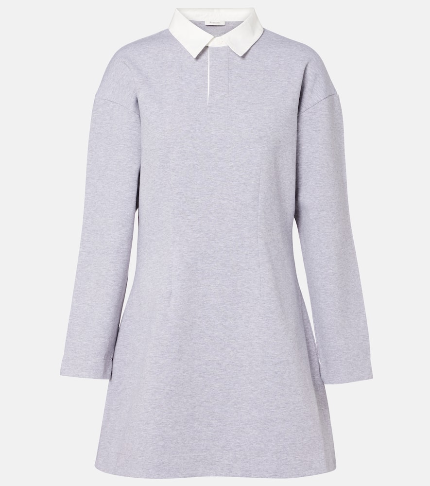 Cotton-blend jersey polo dress