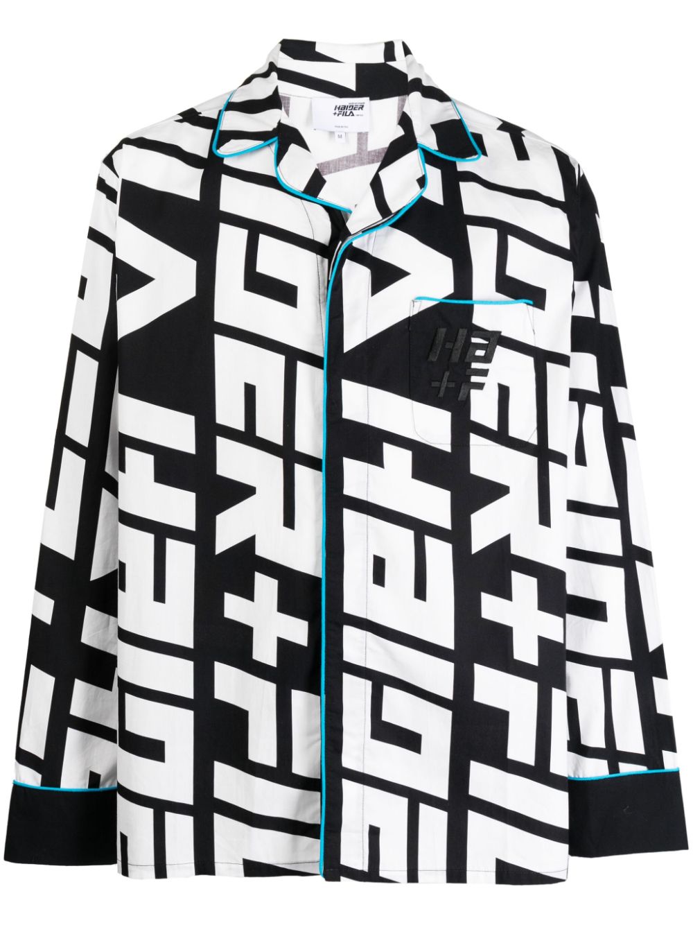 Monogram-print cotton shirt - Black