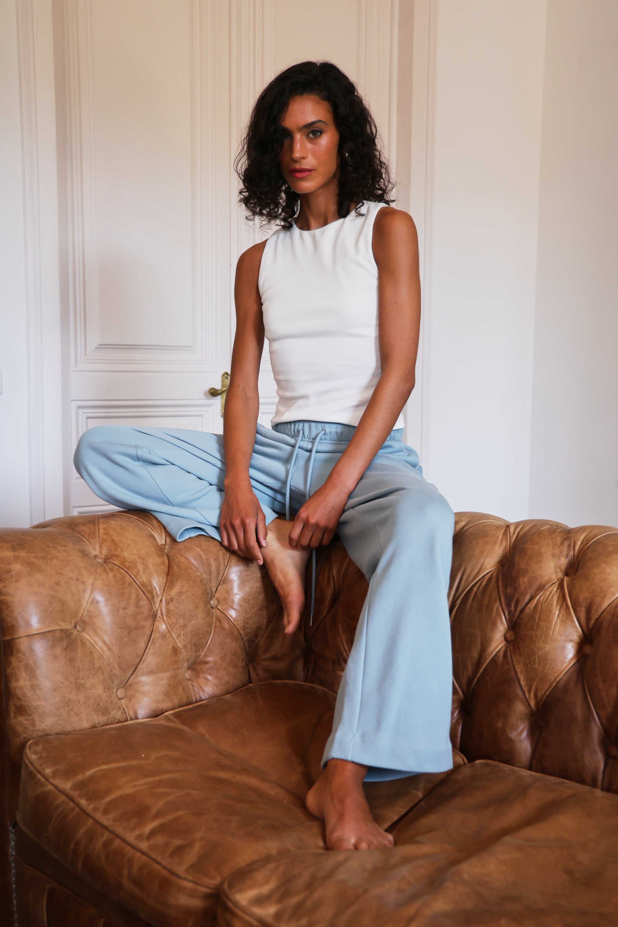 Straight Leg Sweatpant in Powerder Blue - Organic Cotton