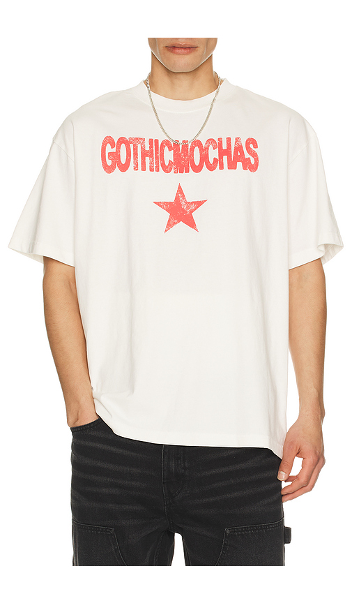 Gothicmochas Rockstar Tee in Cream. L. Also in M, S, XL/1X