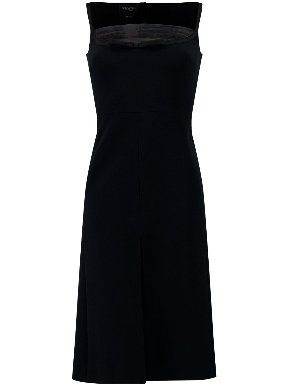 Tulle-detail crepe midi dress - Black
