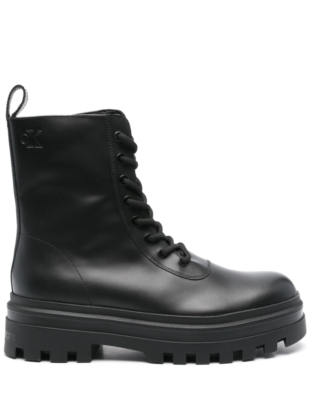 Lug-sole leather boots - Black