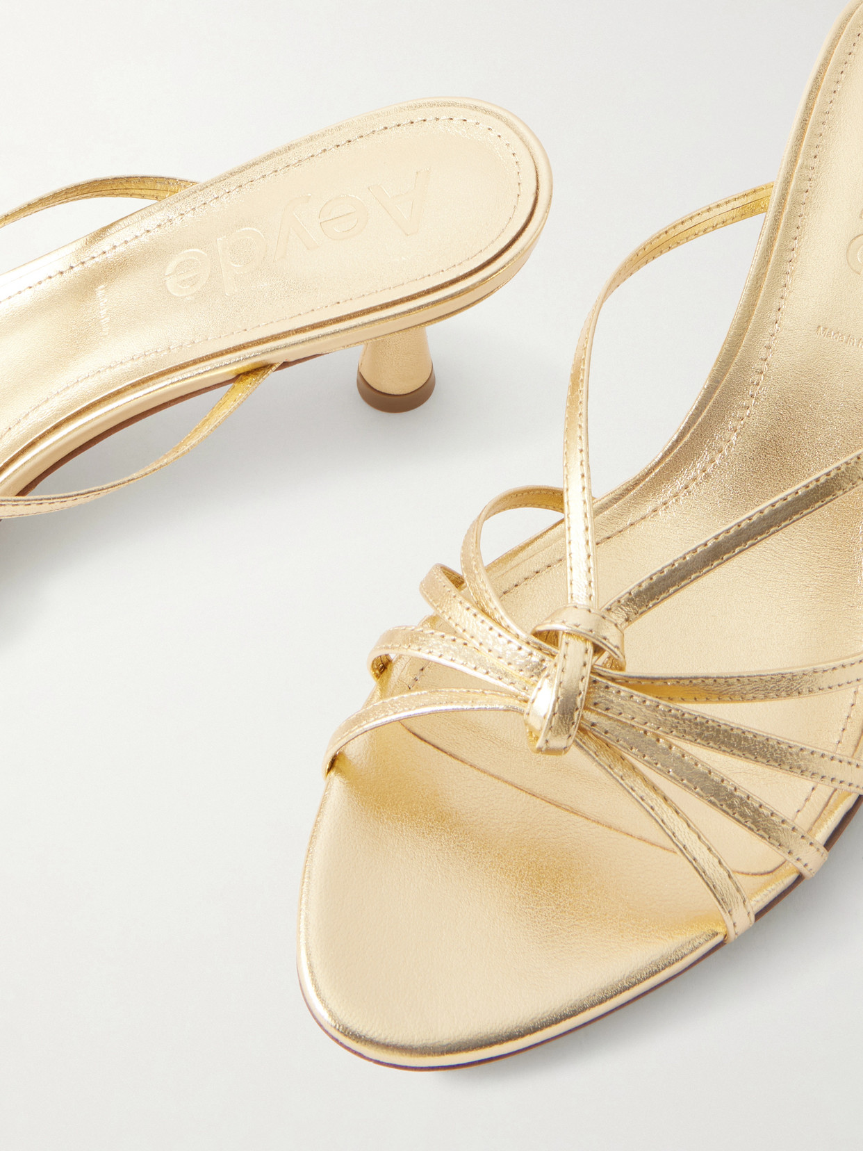 Abby Metallic Leather Mules - Gold