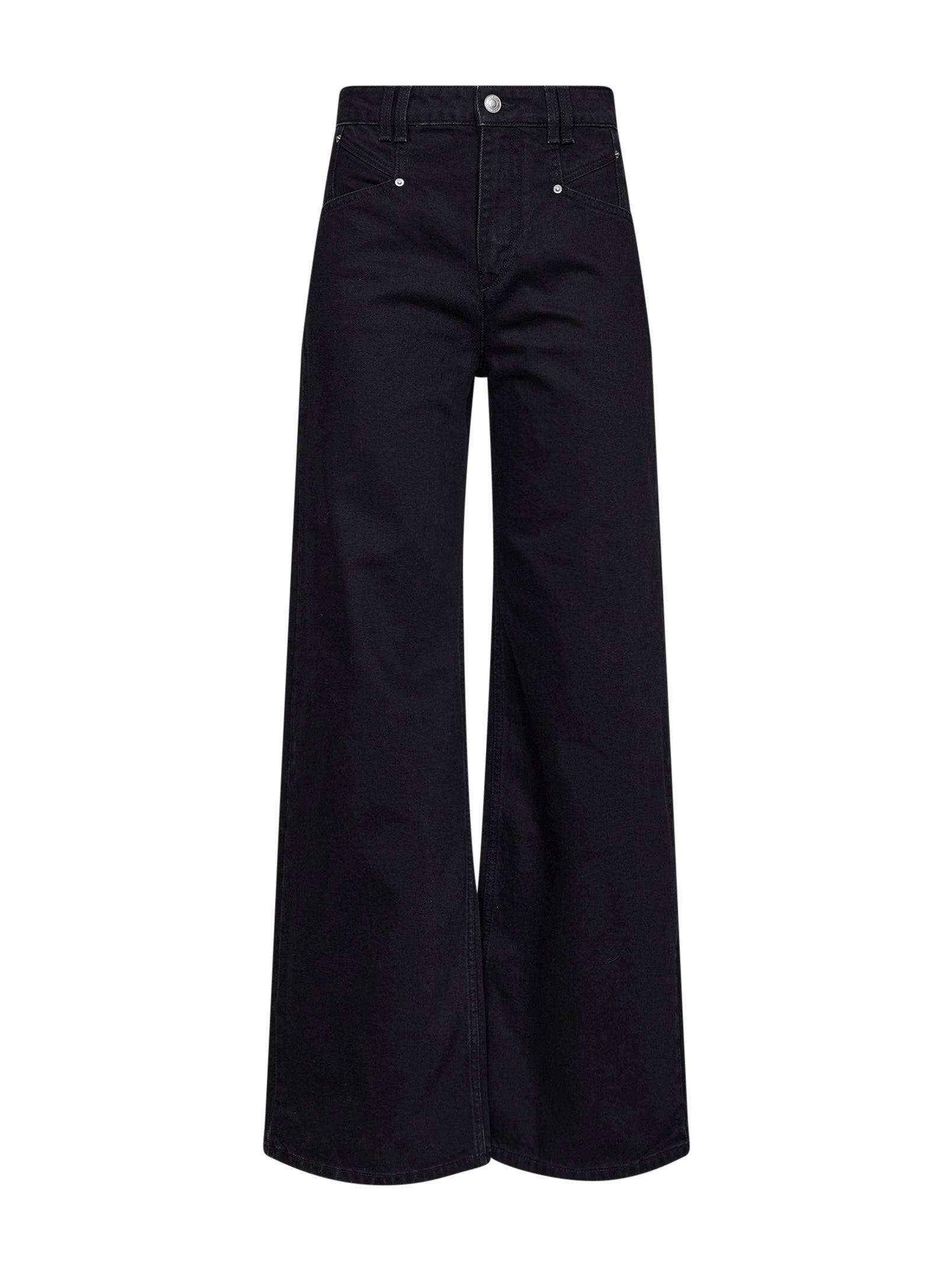 Wide-Leg Cotton Jeans — Black